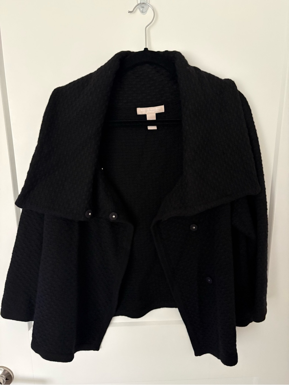 Banana Republic- Black Cashmere Merino Wool Knit Textured Cardigan- Size XL - Picture 10 of 12